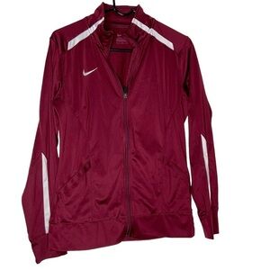 Nike burgundy long sleeve front zip training jacket. Size M